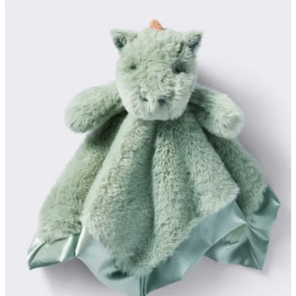 Cloud Island Green Dragon Baby SecurityBlanket Lovey Plush Satin Trim OEKO-TEX